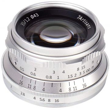 7Artisans Obiectiv manual 7Artisans 35mm F1.2 silver pentru Canon EOS-M mount