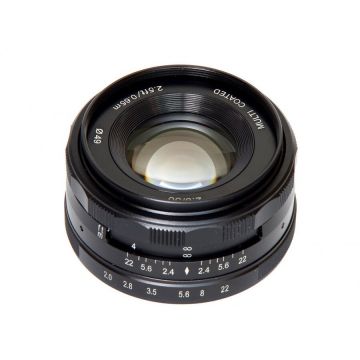 Meike Obiectiv manual Meike 50mm, F2.0 pentru Nikon 1-mount, Negru